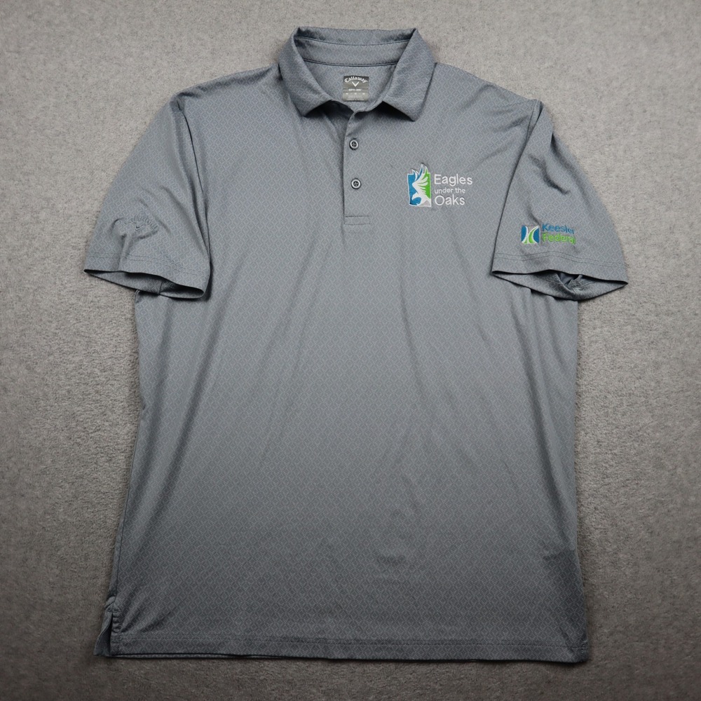 Callaway Polo Shirt Mens Medium Opti-Dri Grey Eagles Under The Oaks Golf Logo